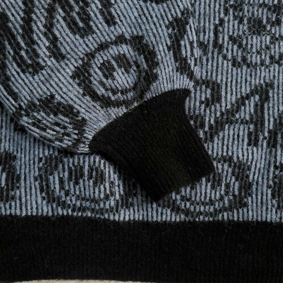 Ganni Smiley Logo Intarsia Wool Knit Puff Sleeve Jumper Sweater - Picture 9 of 12